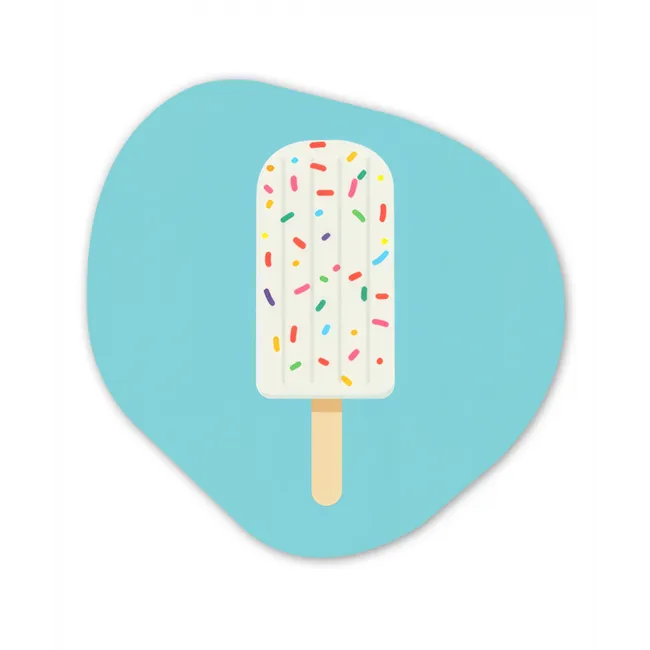 Ijsje - Stokje - Sprinkles - Lichtblauw Wandcirkel Organisch Forex 3mm klein -3d