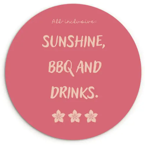 BBQ - Quote - Roze - Zomer Wandcirkel plexiglas klein -3d