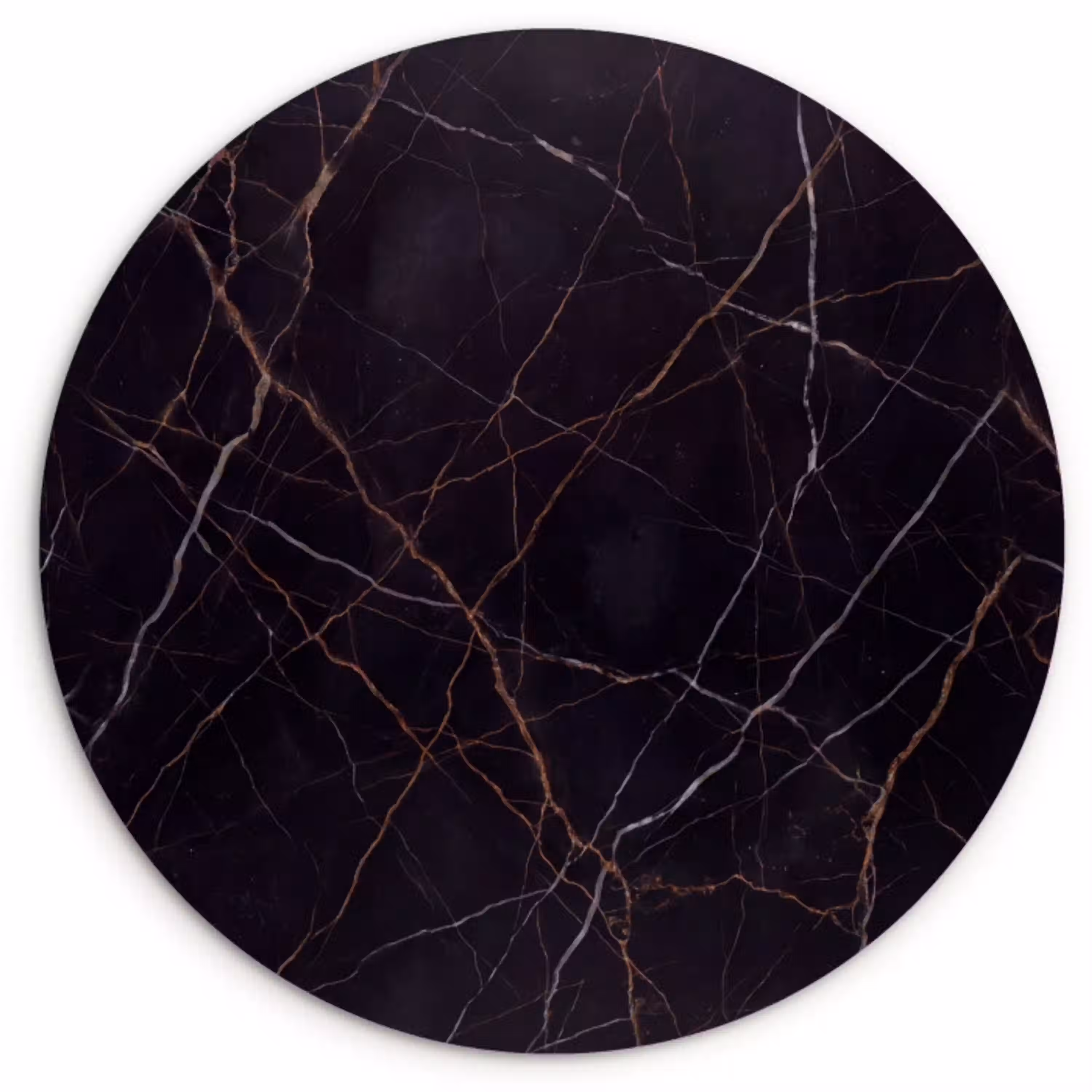 Natuursteen - Marmerpatroon - Abstract - Modern - Zwart - Goud Wandcirkel kunststof plaat 5mm dik klein -3d