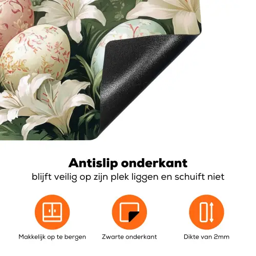 Paaseieren - Pasteltinten - Bloemen Inductie beschermer vinyl 3mm klein -zzzzzzz-td-onderkant
