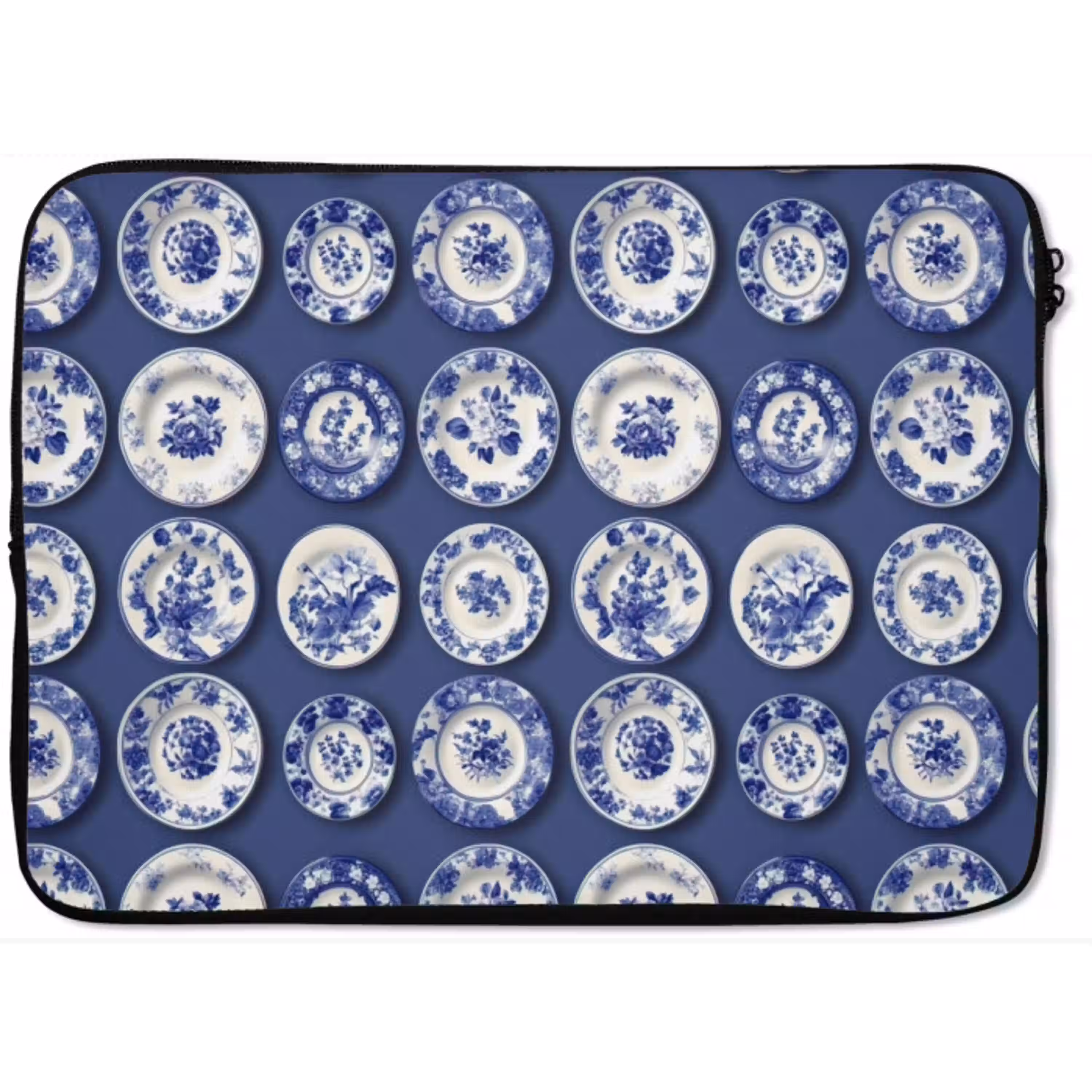 Borden - Floraal - Blauw laptophoes neopreen klein 279 -zkaufland3dotto