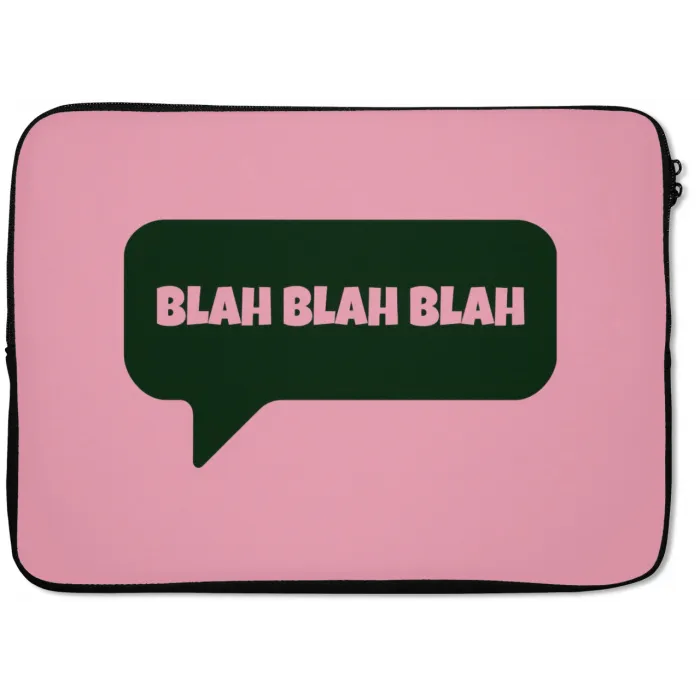 Roze - Tekstwolk - Groen - BLAH BLAH BLAH laptophoes neopreen klein -zkaufland3dotto