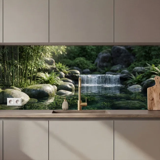 Keuken achterwand - Beek - Waterval - Natuur - Groen