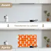 Patroon - Retro - Oranje keuken achterwand spatscherm klein 900 -voor_na_FR