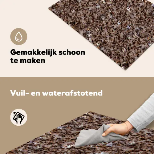 Graniet - Bruin - Structuur Inductie beschemer met haakjes klein 777 -ky-schoon-nl