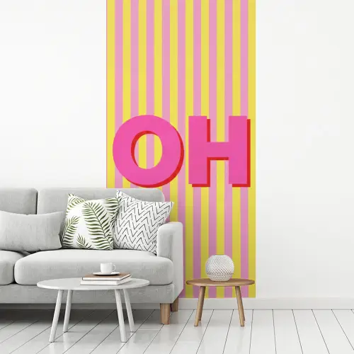 Tekst - Strepen - Roze fotobehang vinyl groot -woonkamer
