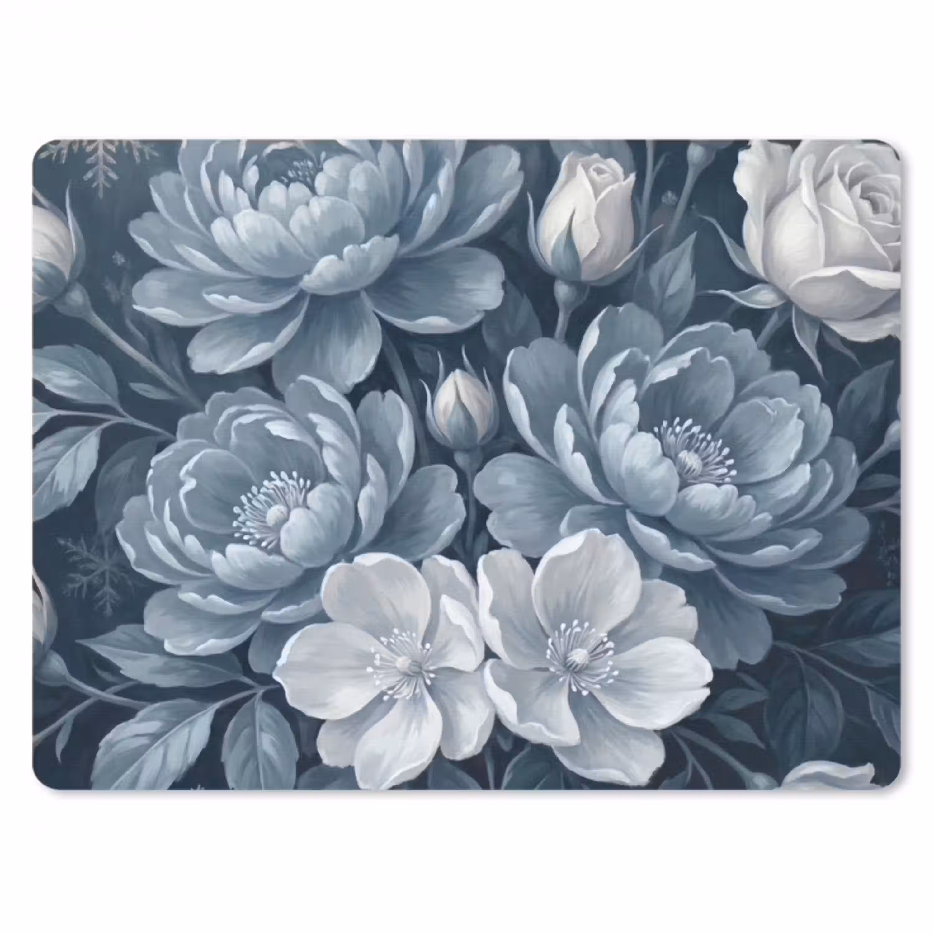 Bloemen - Boeket - Winter - Abstract - Blauw muismat rubber klein -3d