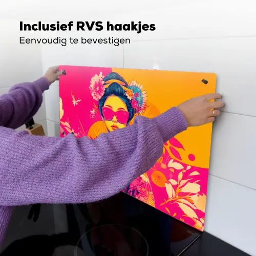 Vrouw - Zonnebril - Abstract - Oranje Inductie beschemer met haakjes klein -ky-ophangen-nl