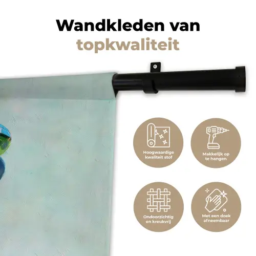 Lollys - Schaduw - Drie - Blauw Wandkleed katoen klein -sfeer2