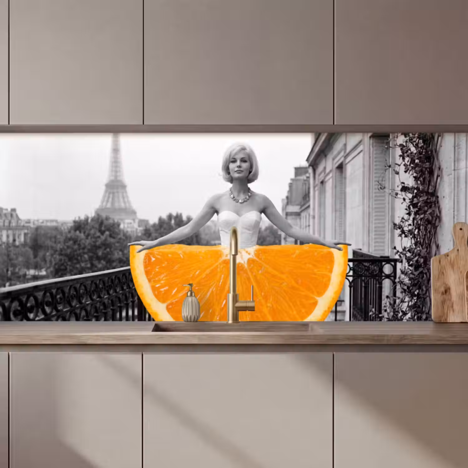 Schienale cucina - Arancione - Torre Eiffel - Donna