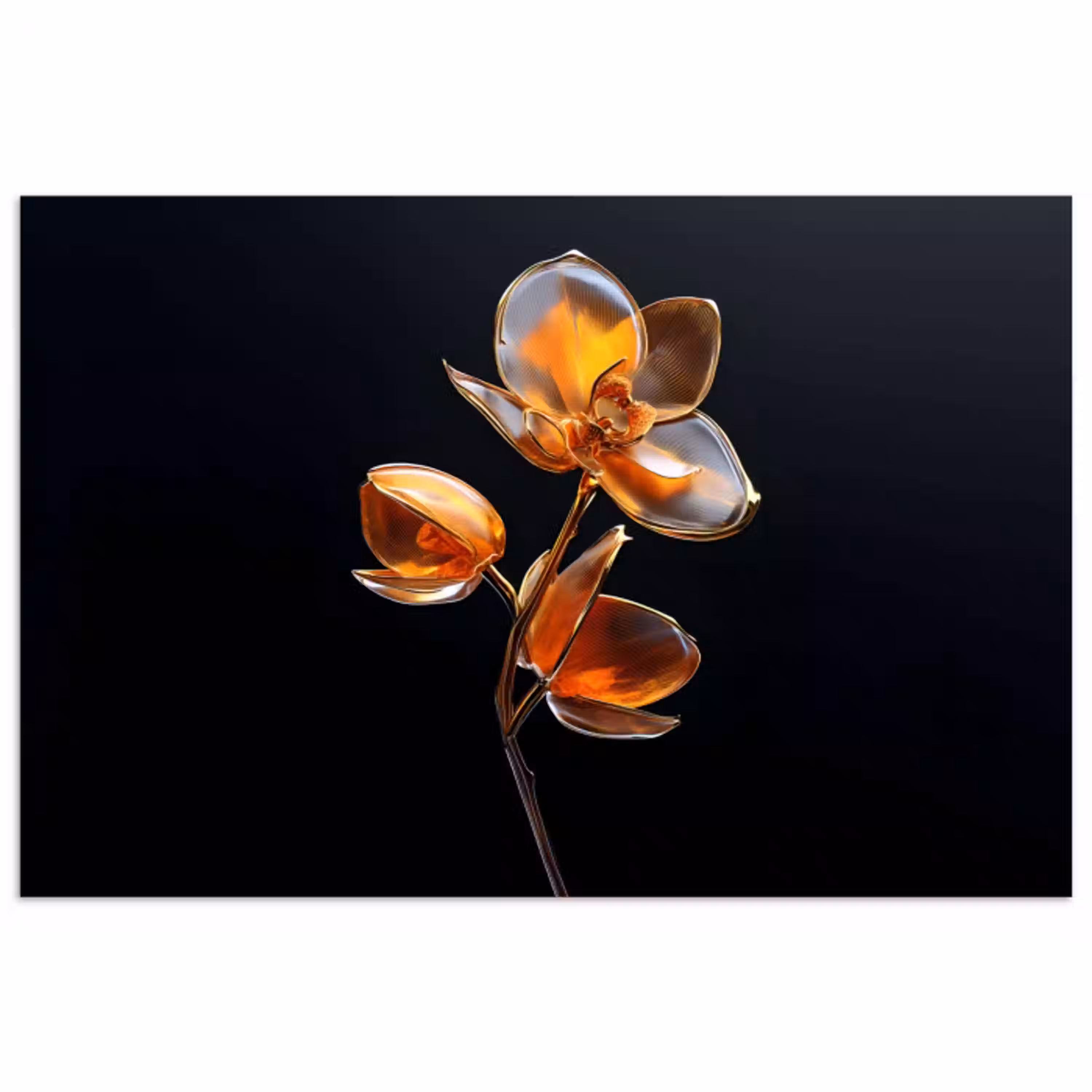 Bloem - Orchidee - Oranje poster papier klein -3d