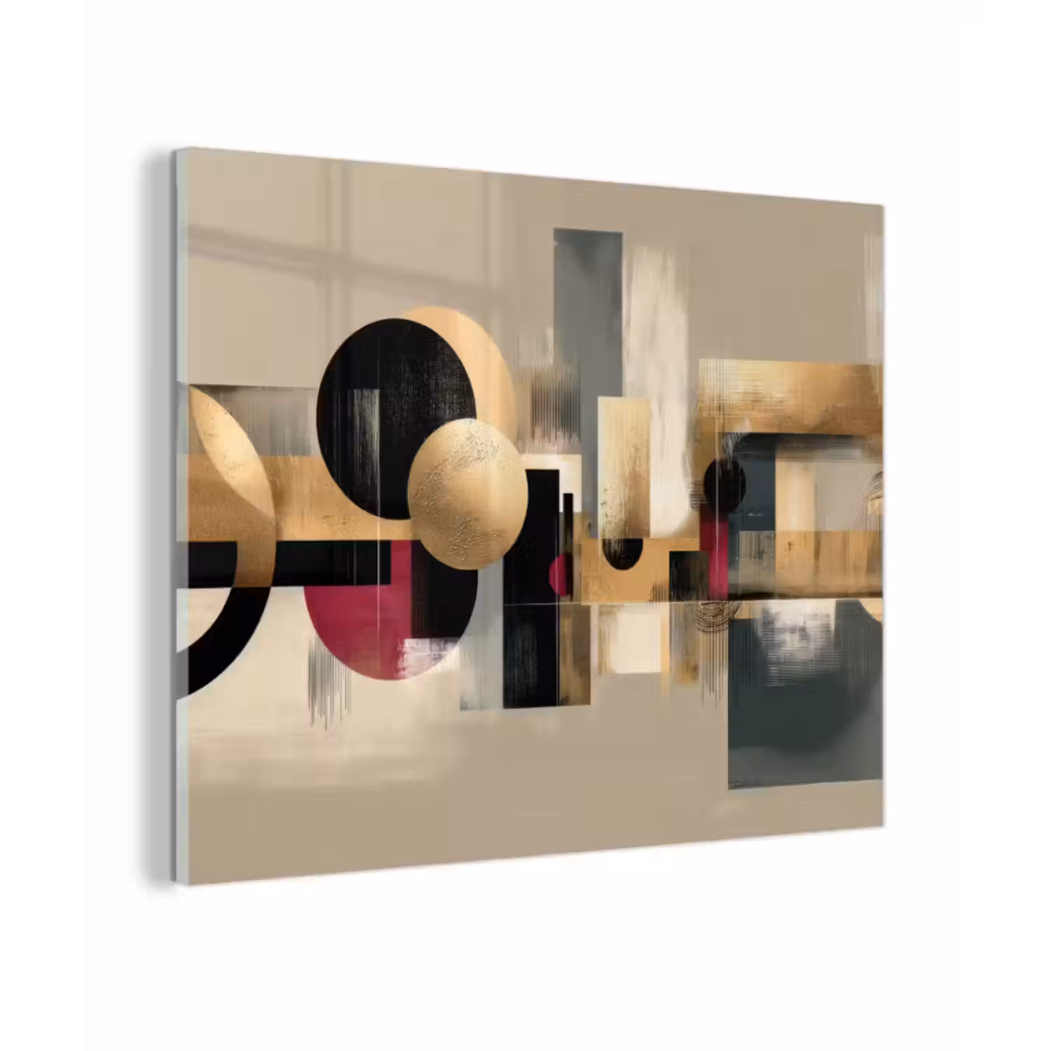 Glas schilderij - Abstract - Vormen - Beige - Texturen