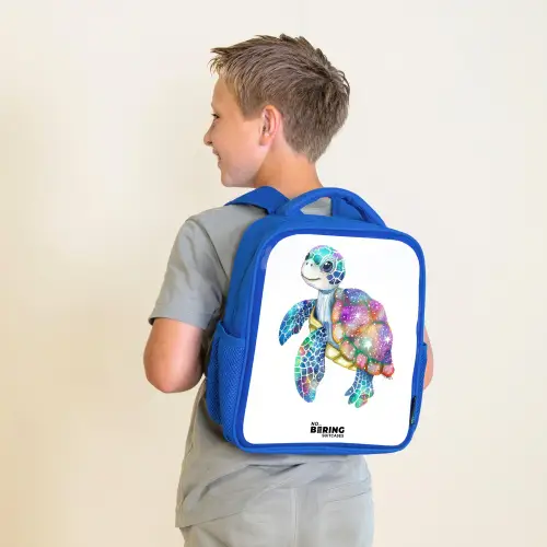 zeeschildpad vol kleuren Kinderrugzak - Blauw middel -sfeer2
