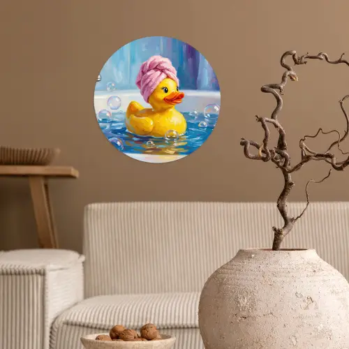 Creatief - Badeend - Kleurrijk Wandcirkel behangsticker klein -sfeer1