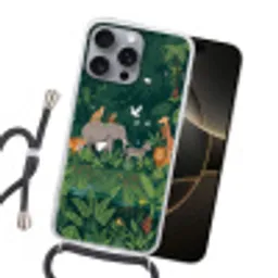 Tropisch - Jungle -  Groen Hoesje iPhone 16 Pro Max met koord klein -sfeer1