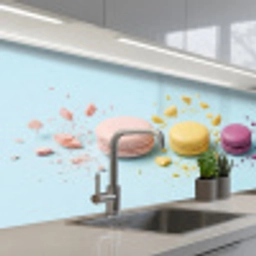 Macarons - Kleurrijk - Pastel keuken achterwand 2 middel -3d_schuin