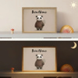 Panda - Blauwe bloemen - Zachtheid Light Box met batterij (Wandlamp kind) middel -sfeer3_kind