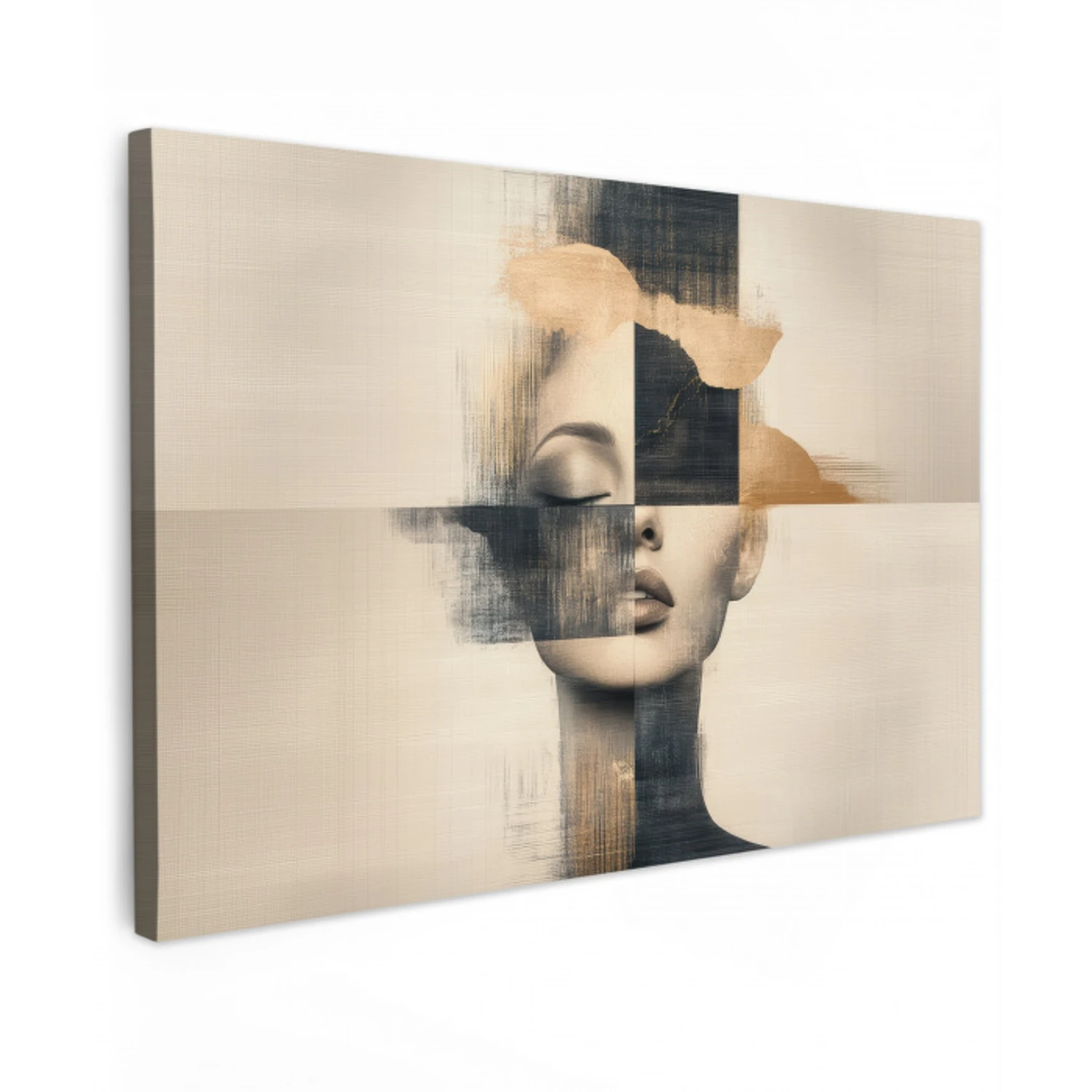 Goud - Vrouw - Rechthoeken canvas 2cm klein -z3d