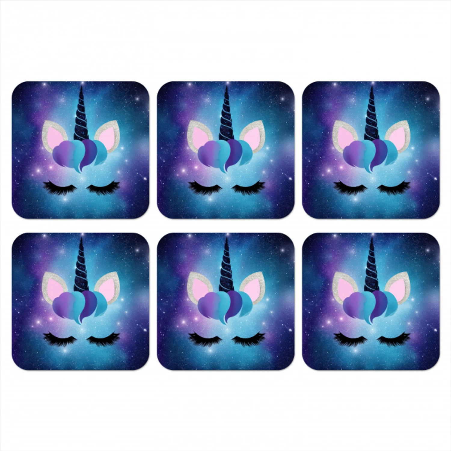 Eenhoorn - Sterren - Magisch - Blauw onderzetter kurk middel -3d