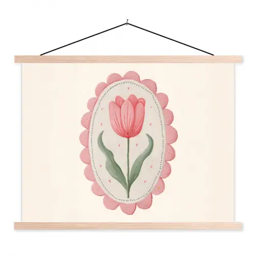 Tulp - Lijst - Ovaal - Illustratie textielposter latten blank klein -3d