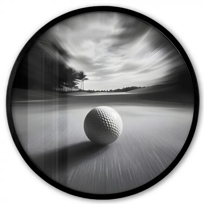 Golfbal - Wazig - Zwart Fotolijst rond zonder passe partout klein -3d
