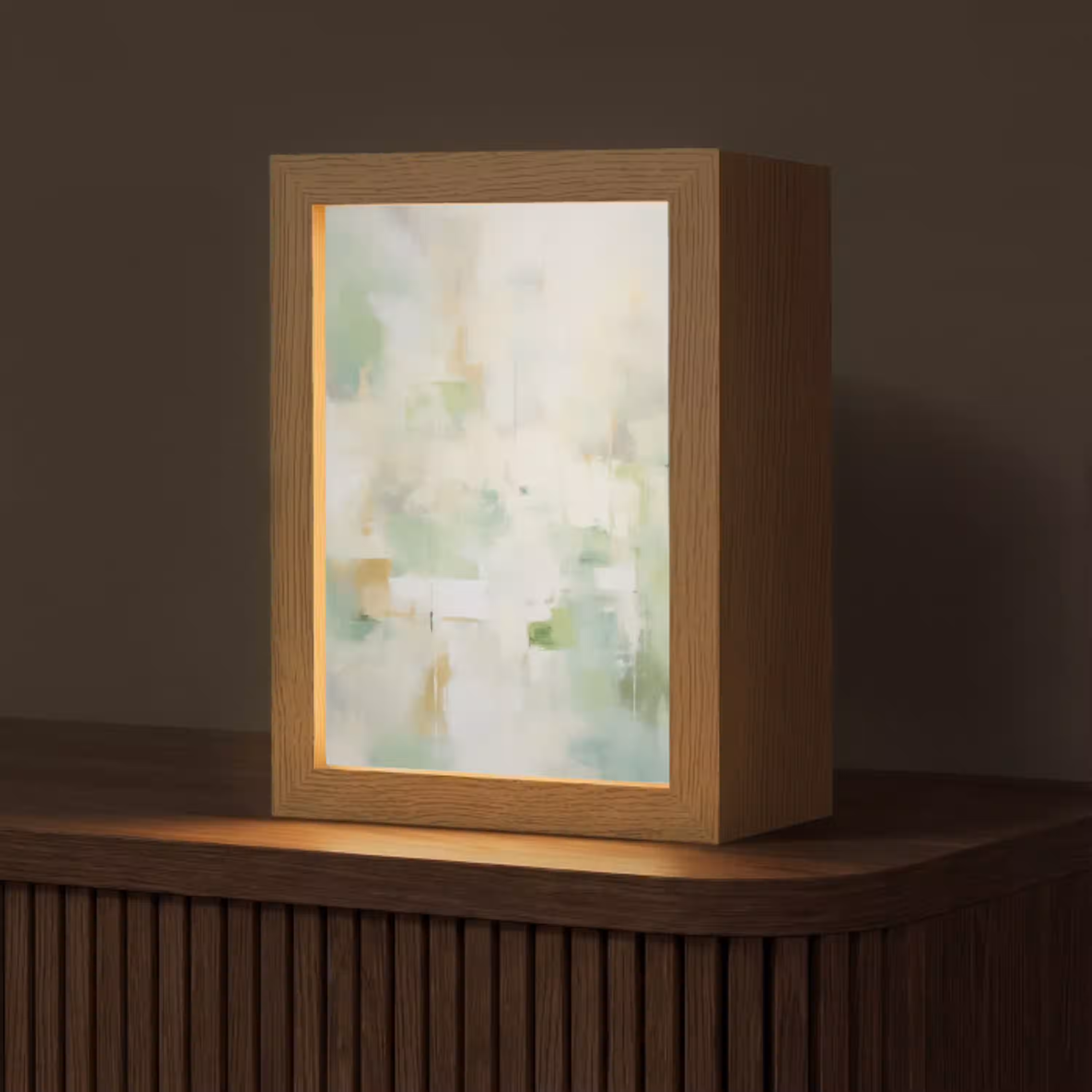 Abstract - Kunst - Wit - Groen - Modern Light Box met kabel (Tafellamp) klein -z3d_website