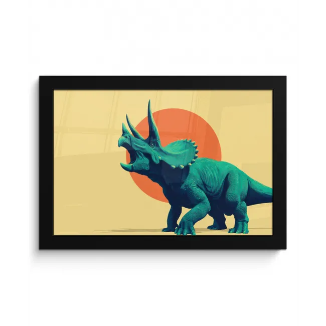 Triceratops - Cirkel - Oranje - Hoorns fotolijst zwart zonder passe partout klein -3d