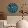 Golven - Retro - Blauw - Patroon Wandcirkel plexiglas klein 852 -sfeer1