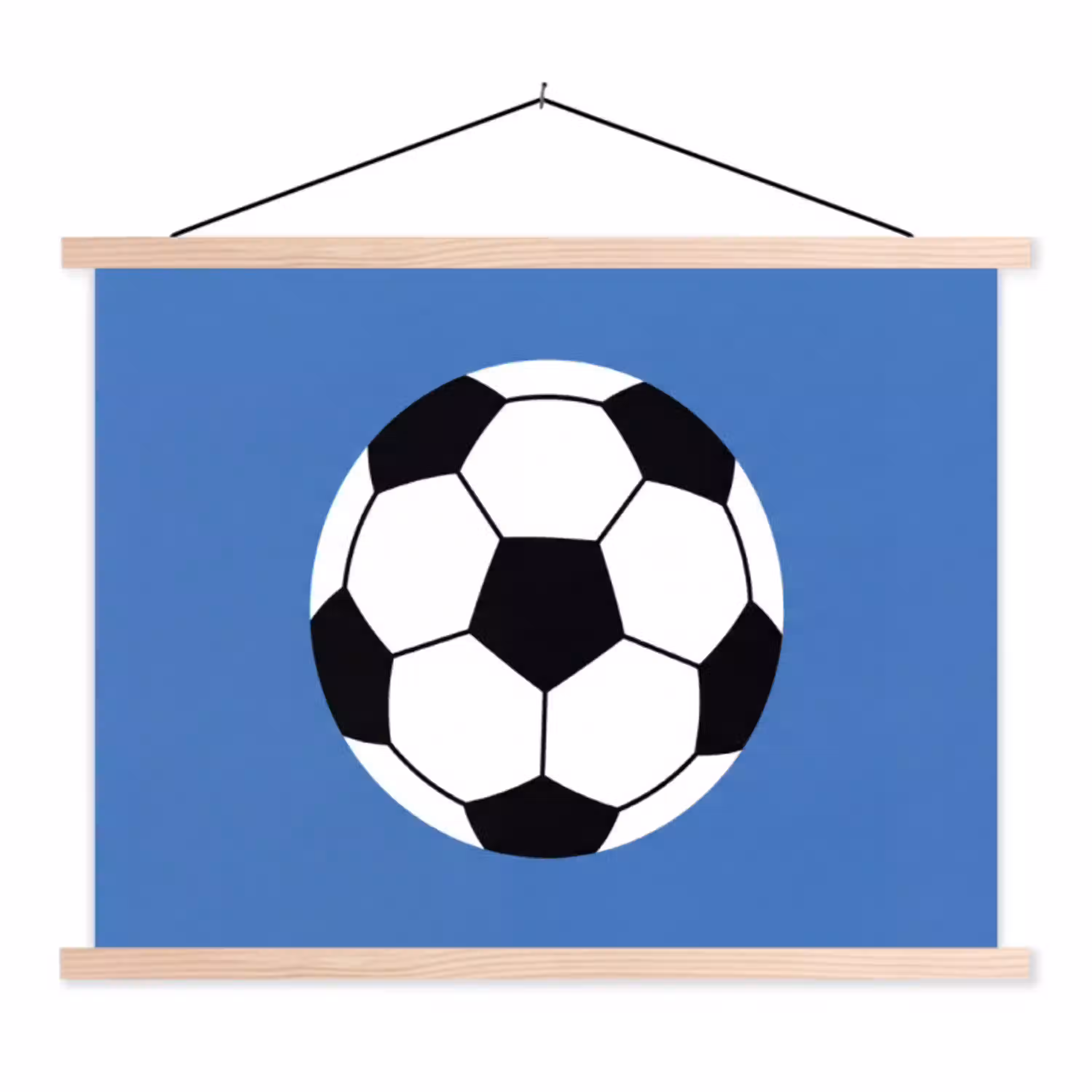 Voetbal - Zwart-wit - Sport - Illustratie - Blauw textielposter latten blank klein -3d