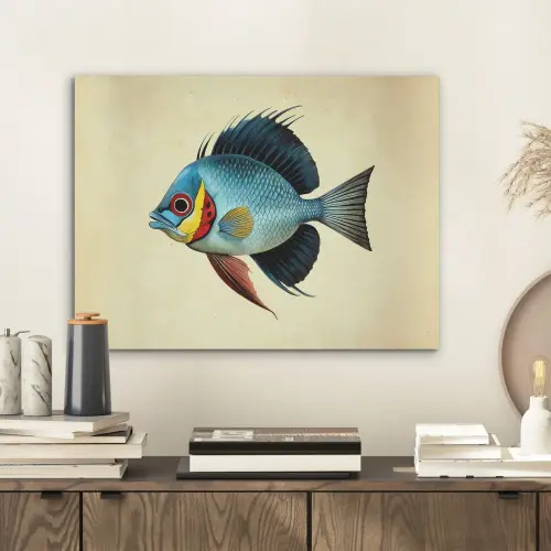 Blauw - Kieuwen - Vis - Illustratie PET vilt klein -sfeer1