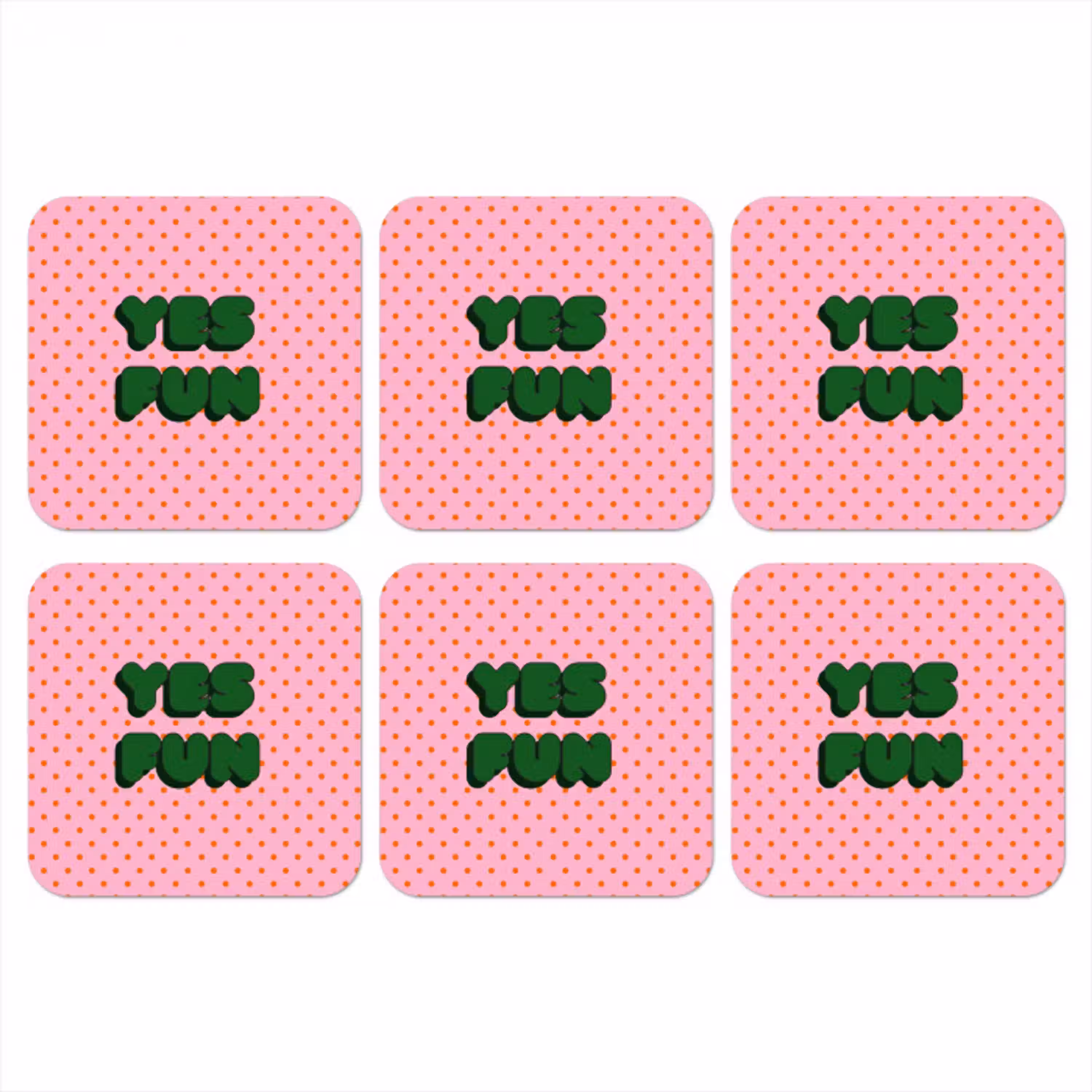 Yes fun - Groen - Roze - Stippen onderzetter kurk middel -3d