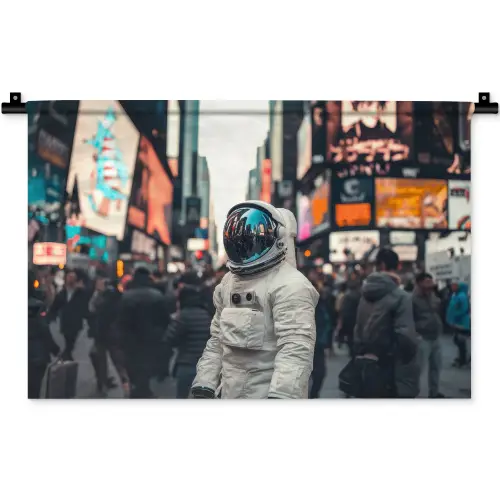 Stad - Mensen - Astronaut - Wit Wandkleed katoen klein -zz3d