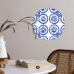 Cirkels - Bloemen - Blauw Wandcirkel behangsticker klein 186 -sfeer3
