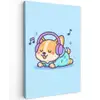 Corgi - Koptelefoon - Blauw - Muzieknoten canvas 2cm klein -z3d