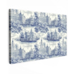 Huizen - Bomen - Water - Vogels - Blauw canvas 2cm klein 34 -z3d