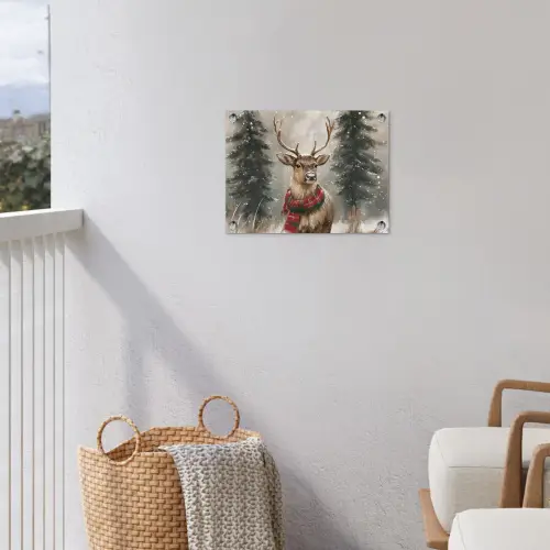 Winter - Bos - Rendier - Donker tuinposter los doek klein -sfeer8