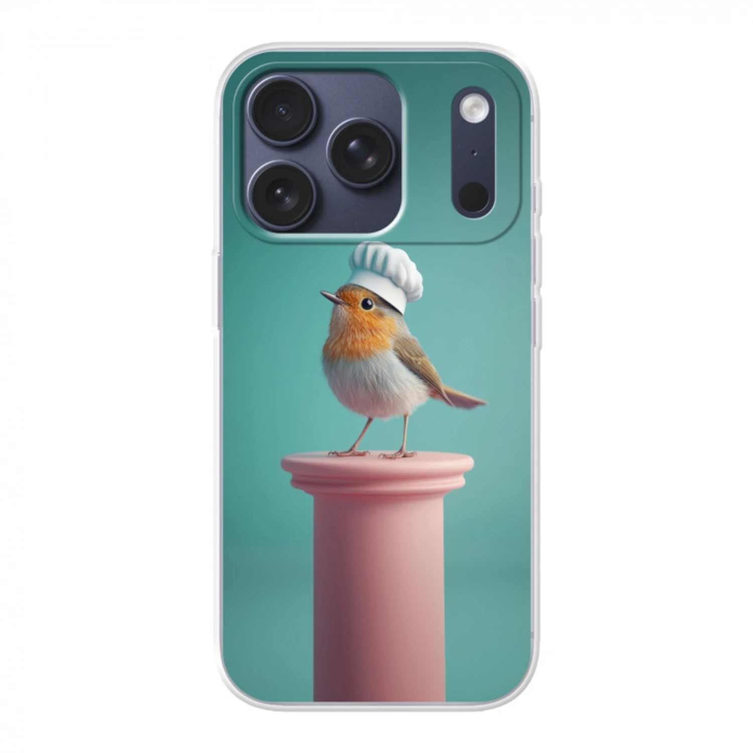 Roodborstje - Vogel - Koksmuts - Sokkel Telefoonhoesje iPhone 17 Pro klein -3d