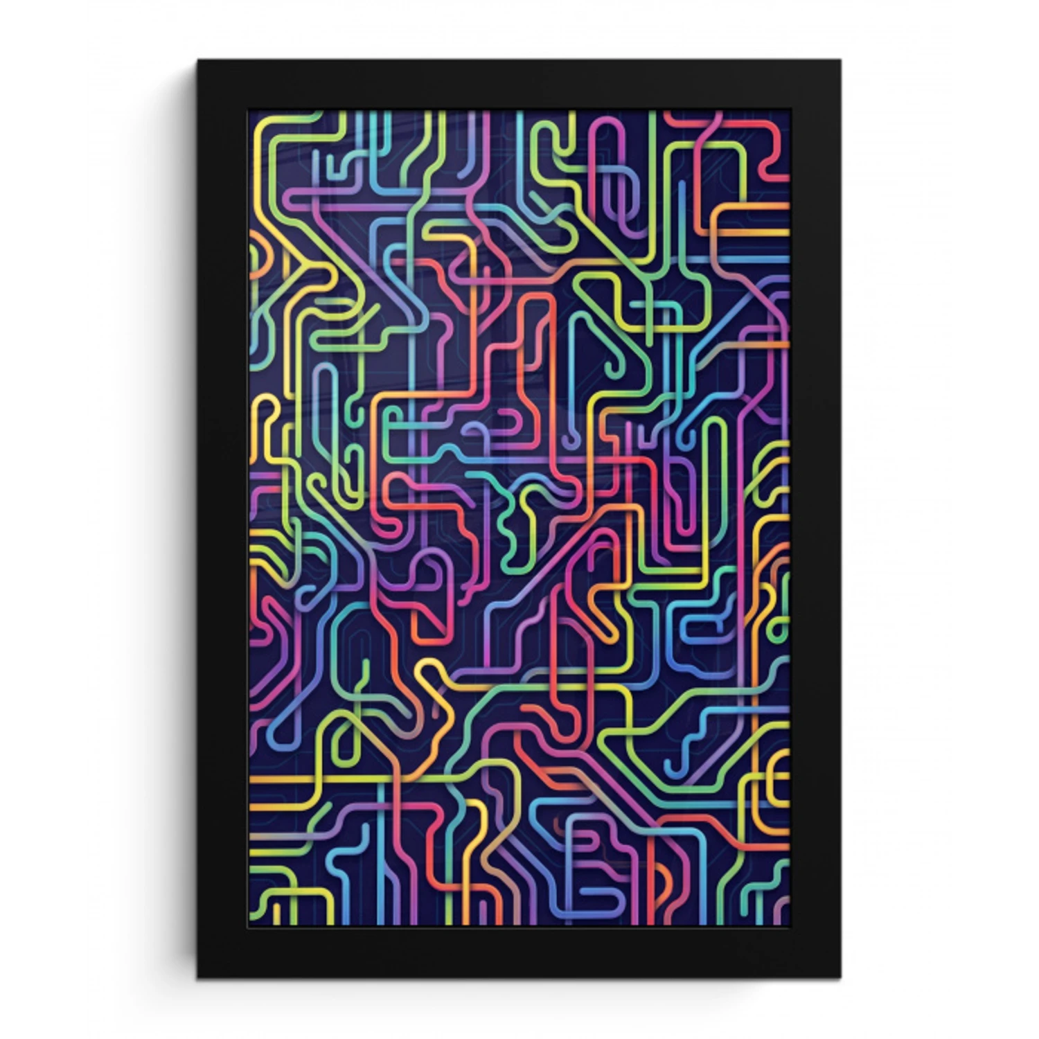 Retro - Abstract - Neon fotolijst zwart zonder passe partout klein -3d