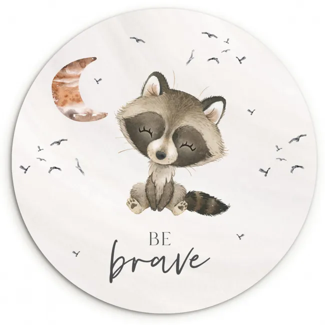 Waterverf - Be brave - Quotes - Kinderen - Jongens - Meisjes Wandcirkel kunststof plaat 5mm dik klein -3d