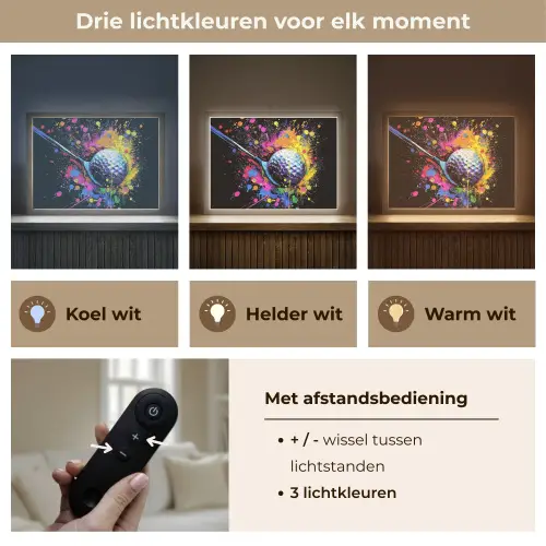 Graffiti - Sport - Golf - Golfclub Light Box met batterij (Wandlamp) middel -USP_lichtkleurNL