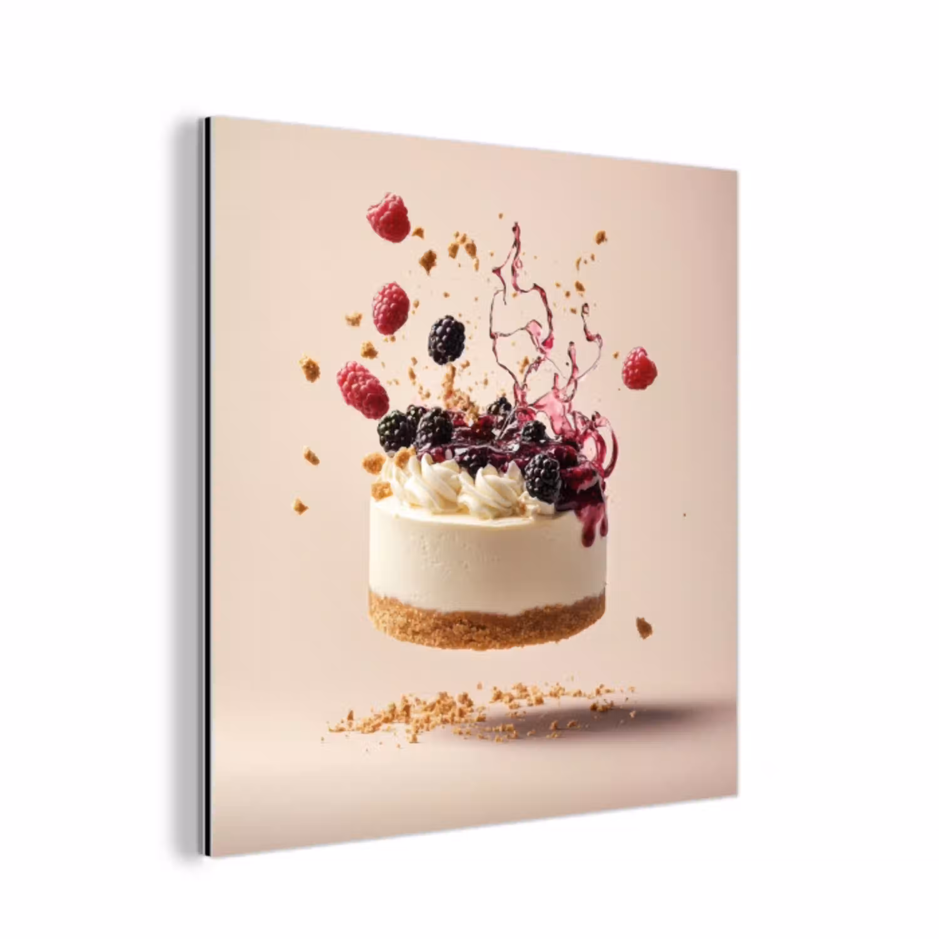 Cheesecake - Eten - Roze - Taart aluminium wit klein -3d