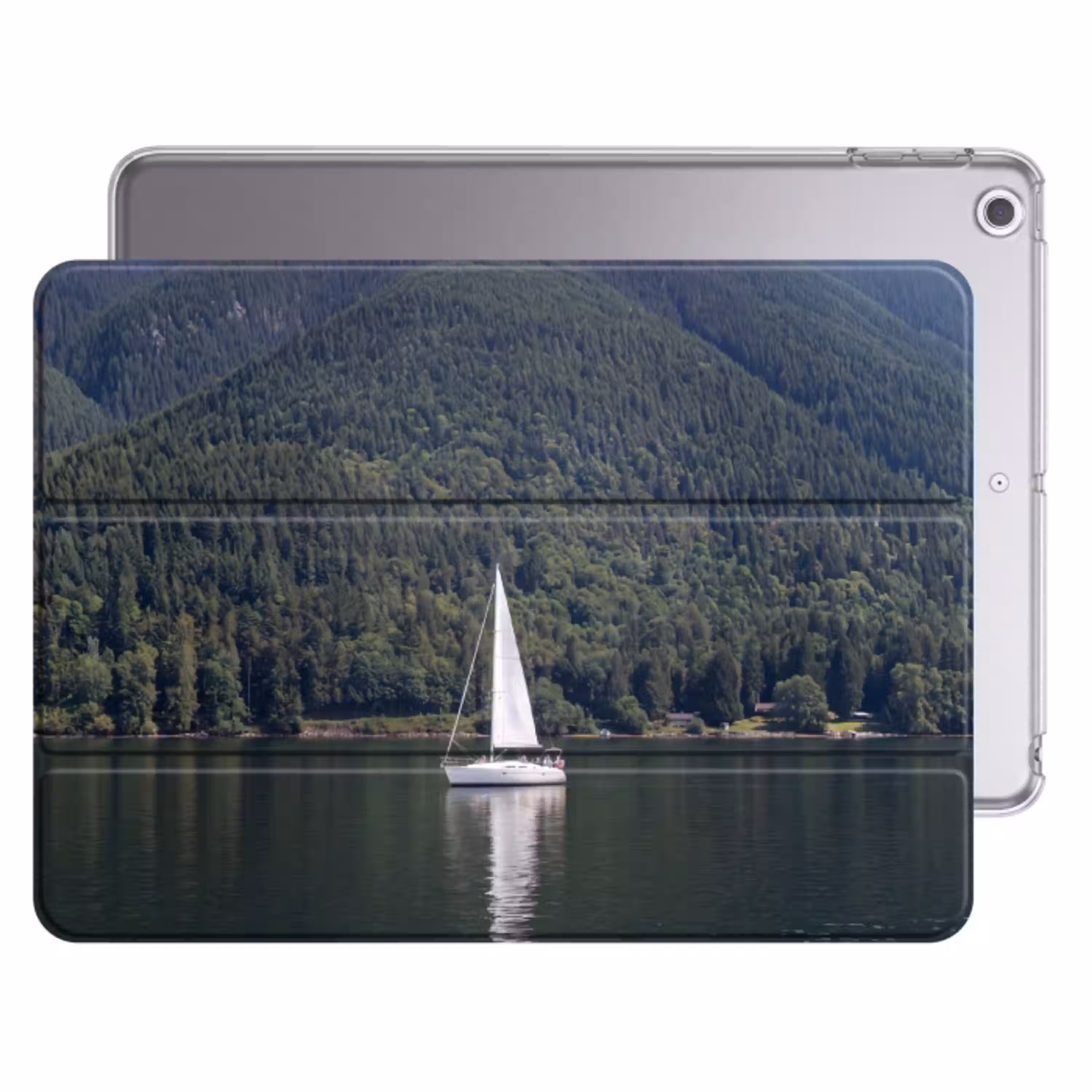 Zeilboot - Water - Bergen - Natuur - Groen Apple iPad 2017 middel -threedimensional_3d_global