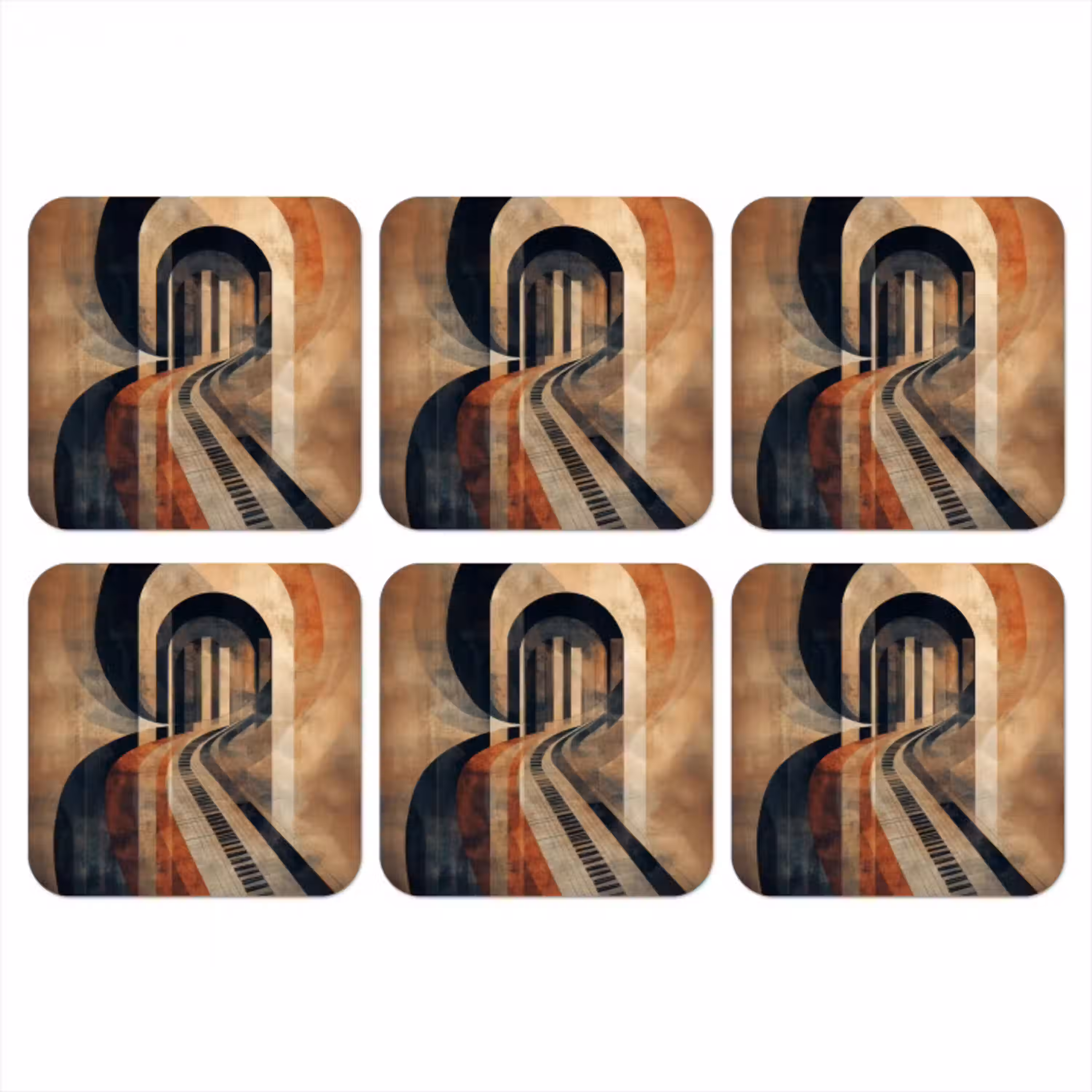 Piano - Toetsen - Abstract onderzetter kurk middel -3d