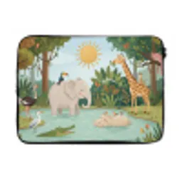 Jungle - Oase - Dieren - Kleurrijk laptophoes neopreen klein -3d