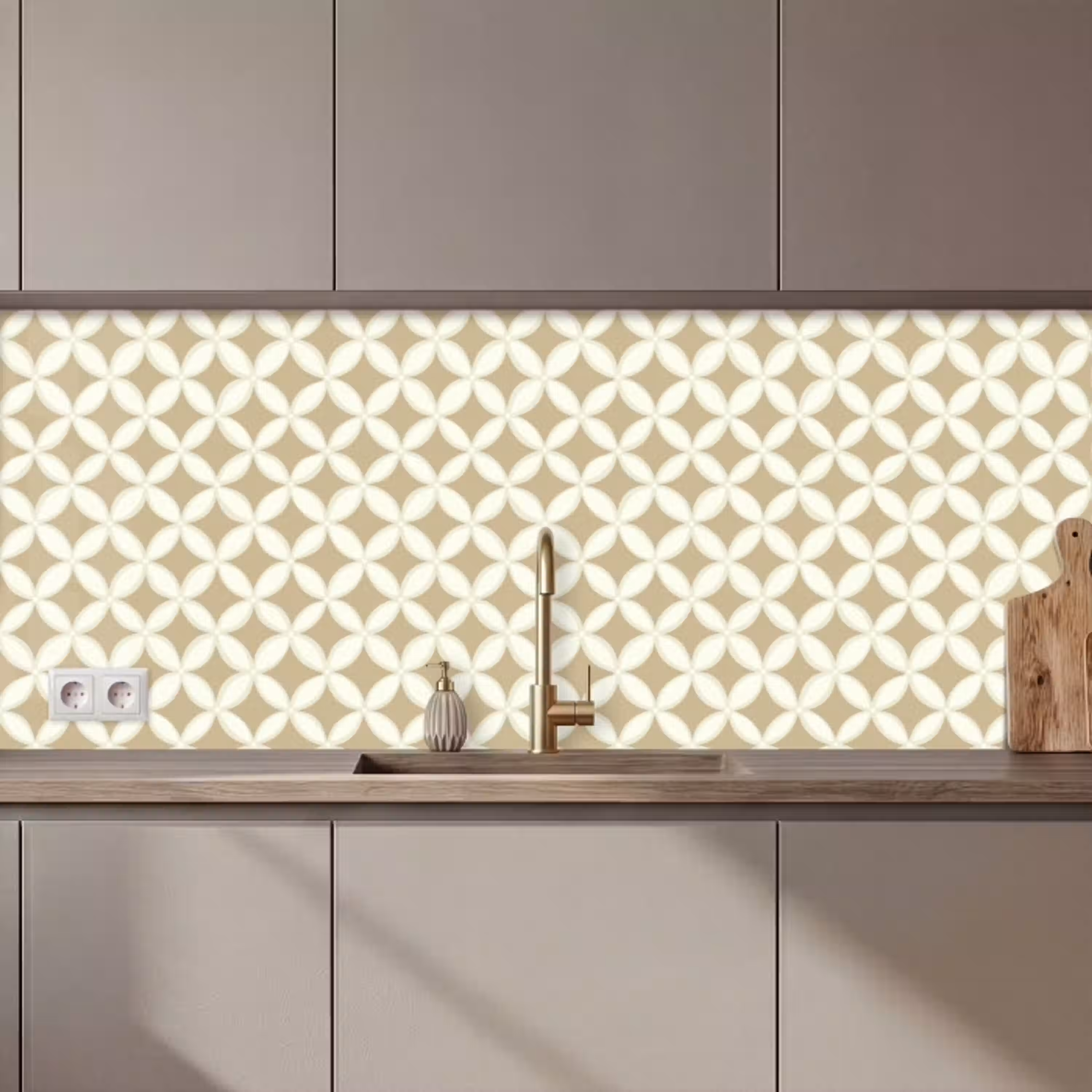 Symmetrisch - Motief - Beige keuken achterwand 2 middel 871 zz_3dshopping