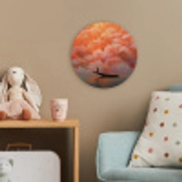 Zee - Boot - Wolken - Oranje Wandcirkel kunststof plaat 5mm dik klein -tsfeer1_kind