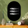 Haring - Vissen - Zwart Wandcirkel Ovaal Glas middel -sfeer2