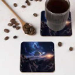Fantasy - Kosmos - Landschap onderzetter kurk middel -sfeer2