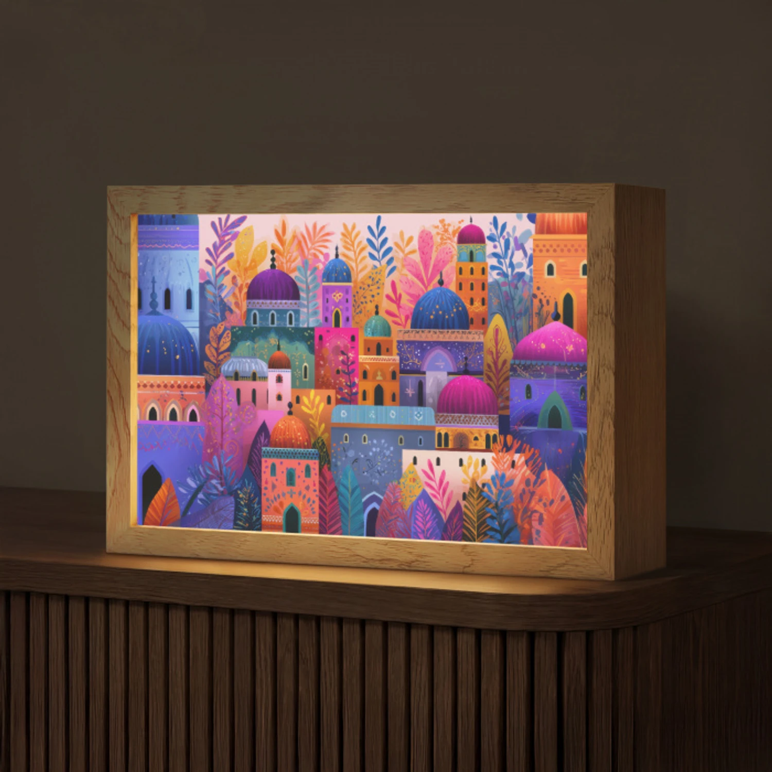 Kleurrijk paradijs - Levendig - Islamitisch Light Box met kabel (Tafellamp) klein -z3d_website