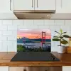 Brug - Rood - Skyline - Water keuken achterwand spatscherm klein -sfeer2